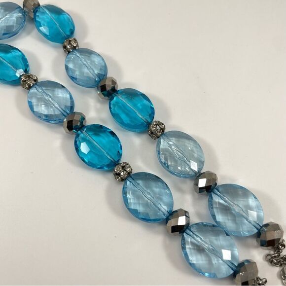 Vintage Trifari Crown Sapphire Crystal Necklace, Pave Crystal, Silver Tone - Picture 6 of 8